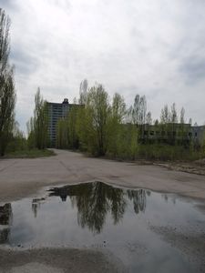 At Pripyat, the abandoned town