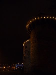 The old town walls at night