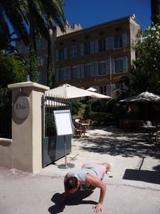 Marc does his mandatory pushups in front of the House of Dior