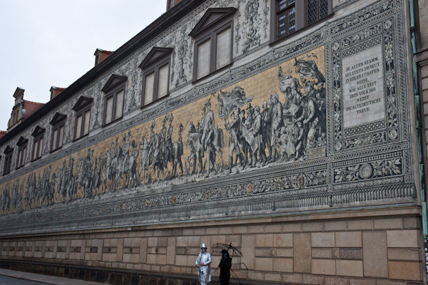 tapestry style painting on side of building, Dresden