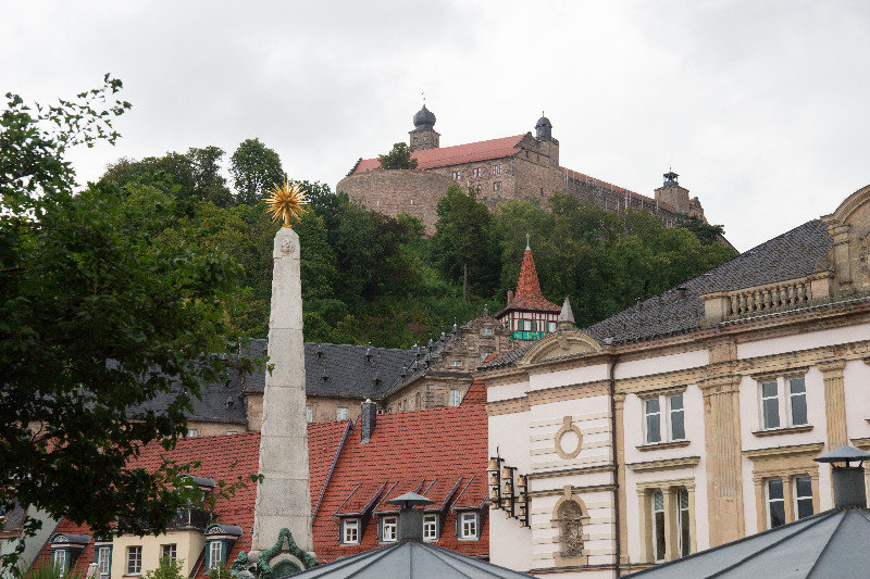 view of castle from town square, Kulmbach, Germany
