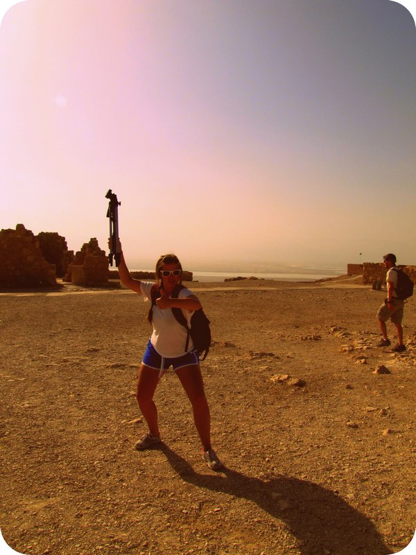 Ellie with the Immunity Idol atop Masada.