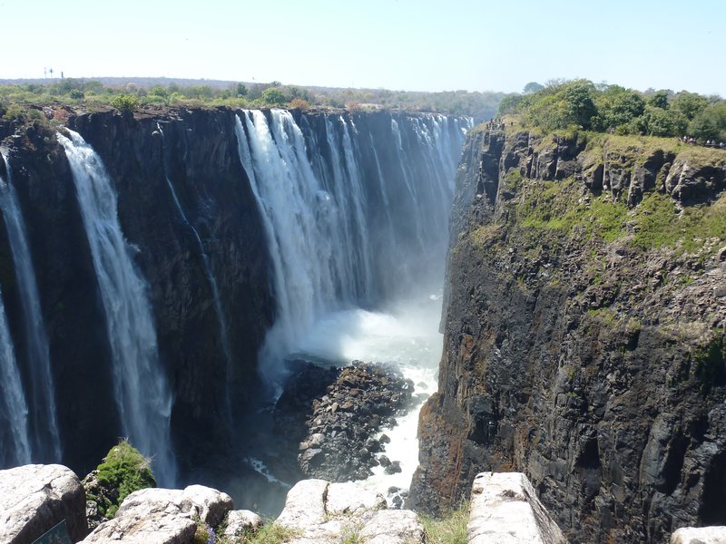 The middle of the falls looking into Zambia