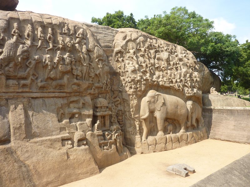 Rock Carvings at the base of Krishna Mandapa Temple