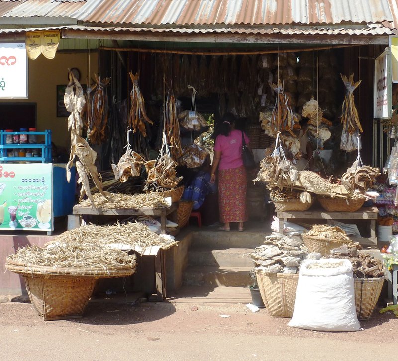 One of the many dried fish stores at Kyauktan
