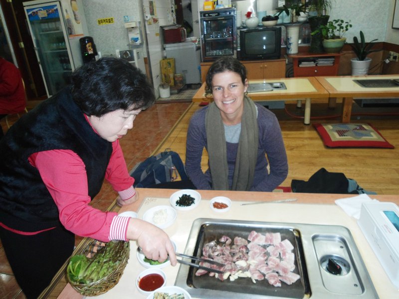 Gettins a little help with our BBQ - Gyeongju