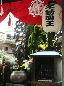 Moss covered Fudo-Myoo Statue - Hozen-Ji Temple