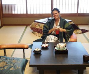 Taking a break from the onsens in our ryokan - add a note re the heated table
