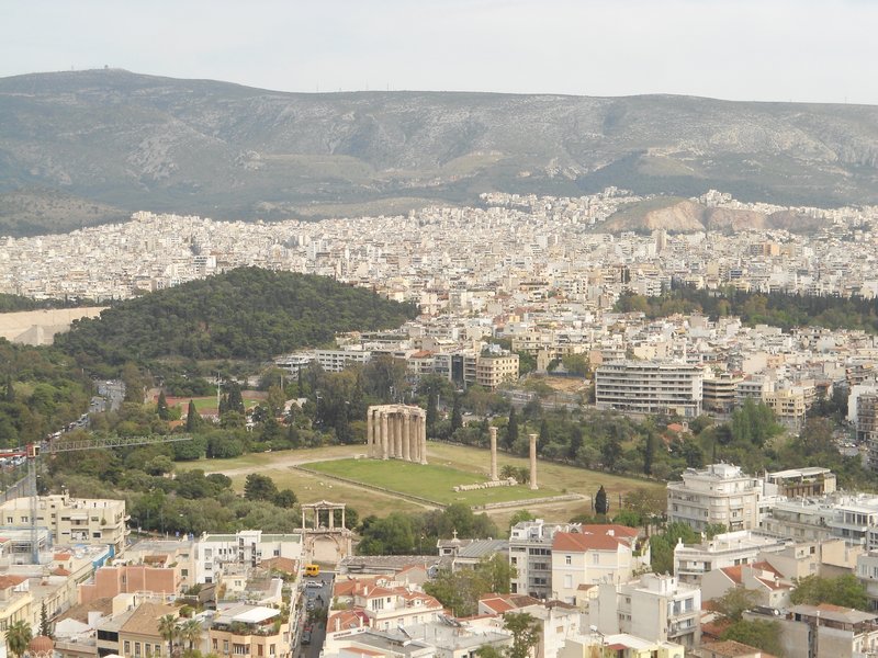 The Temple of Olympian Zeus from the top of the Acropolis