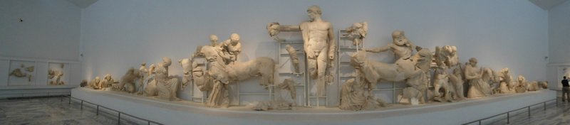 The monumental pediments from the temple of Zeus - battle between the Lapiths and the Centaurs