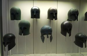 Bronze helmets at Olympia