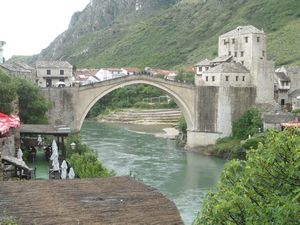 The bombed and completely rebuilt bridge at Mostar