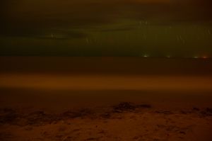 Beach shore and glowing plankton