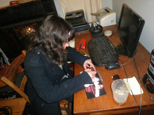 Tess signing the CD