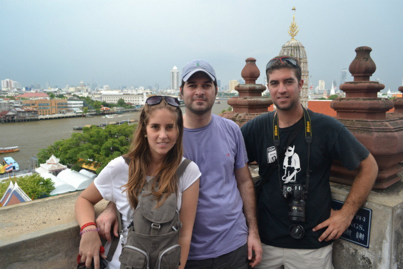 On top of a temple in Bangkok with my brother and sister