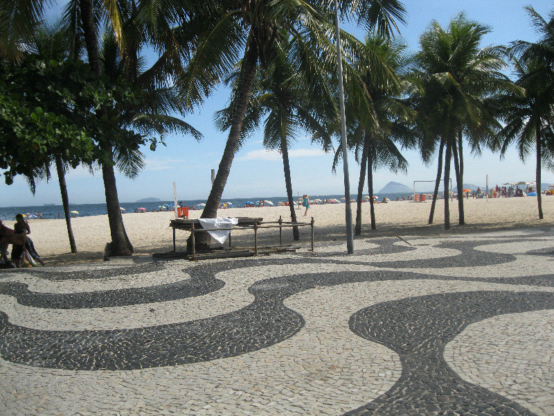 Portuguese tiles on the beach in Leme