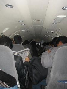 The inside of the plane on our flight from Ayacucho to Lima