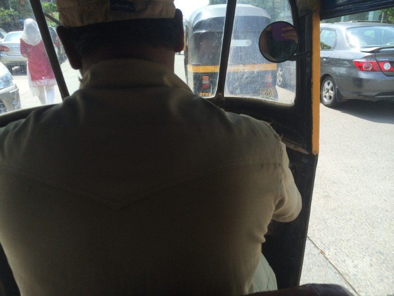 Inside an auto rickshaw