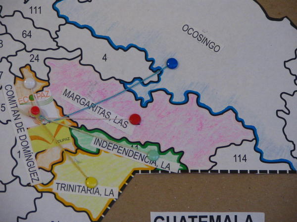 Colored areas signify Economía Solidaria program region of microcredit coverage