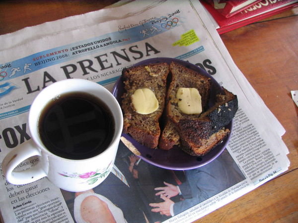 News, tea and fresh banana bread
