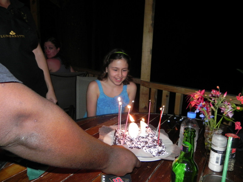 Marika surprised with a cake from Kenny and Patricia at the resort