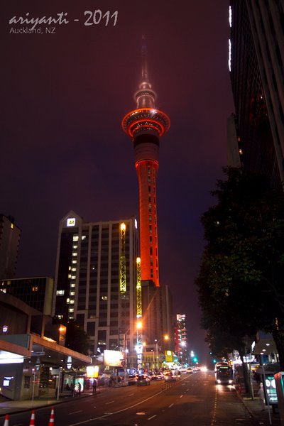 Sky Tower at Night (it was engulfed by clouds earlier)