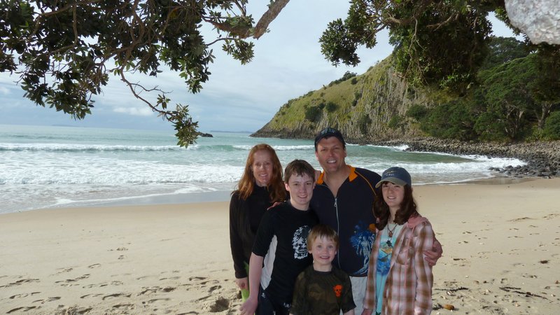 Family photo on New Chum's Beach