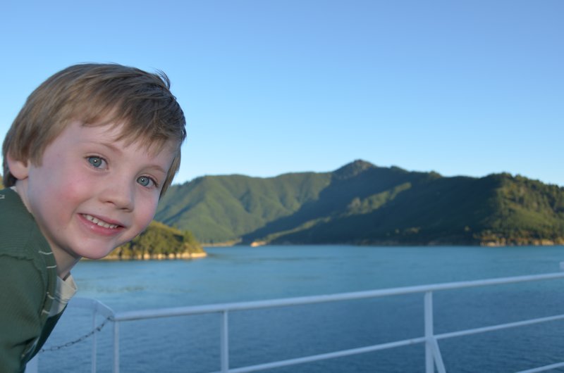 Theo as we enter the bay at the South Island