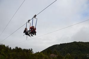 Suzy and Theo on the zip line