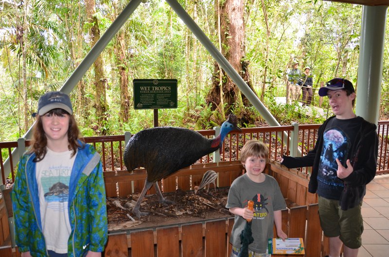 The kids with a Cassowary