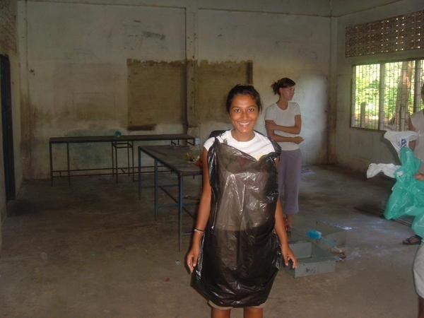 The room which we are decorating with Roma in her black bin liner