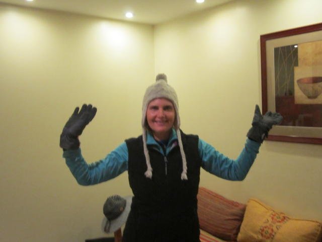 Shelley/Heidi all rugged up for the cold