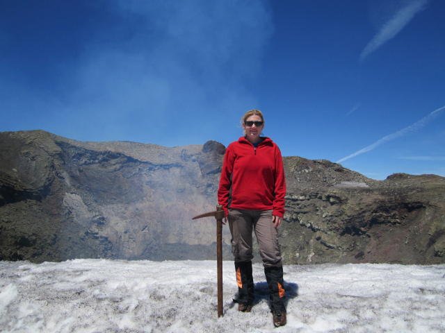 Shelley at the top of Villarrica Volcano