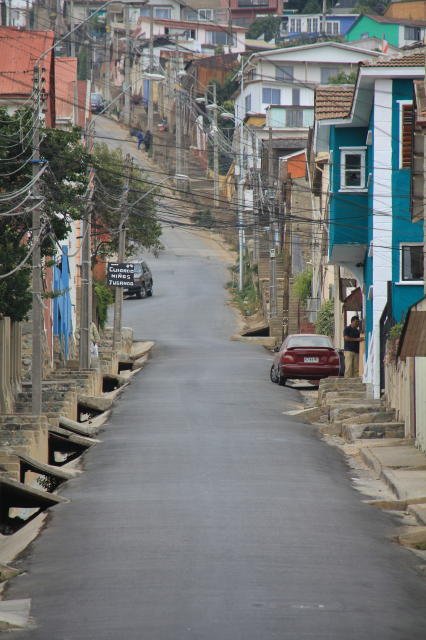 Steep street in Valparaiso