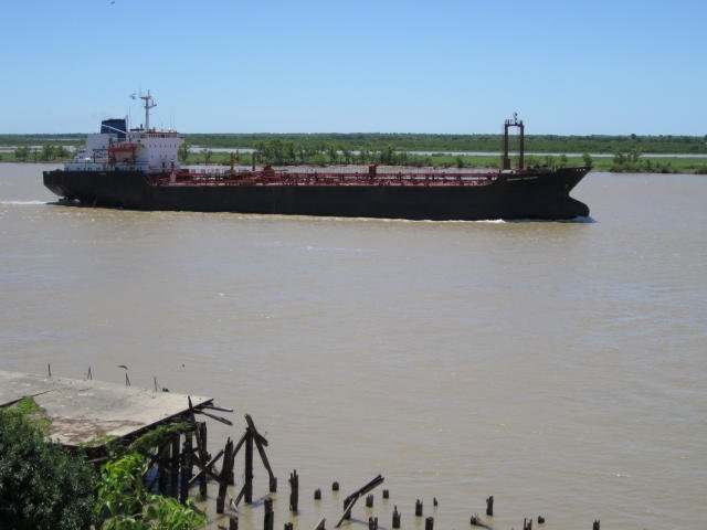Freighter in the Rio Parana in Rosario