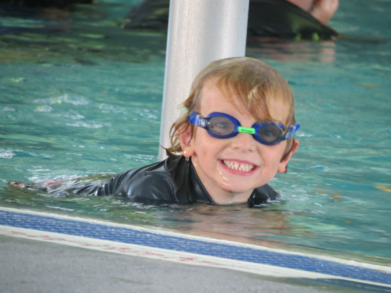 Caleb at swimming lesson
