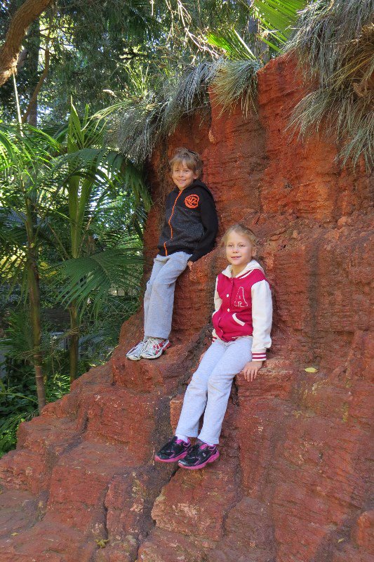 Grandchildren outside Reptile enclosure