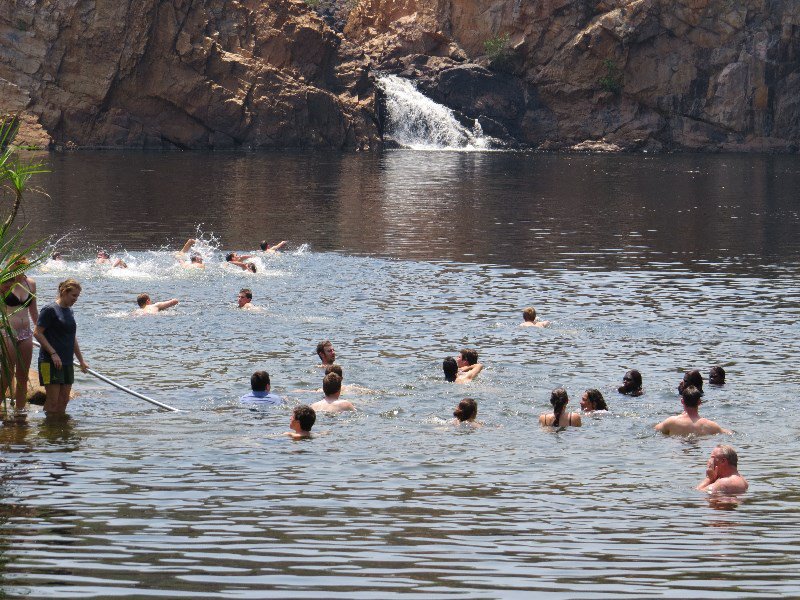 Students enjoy the swiming hole.