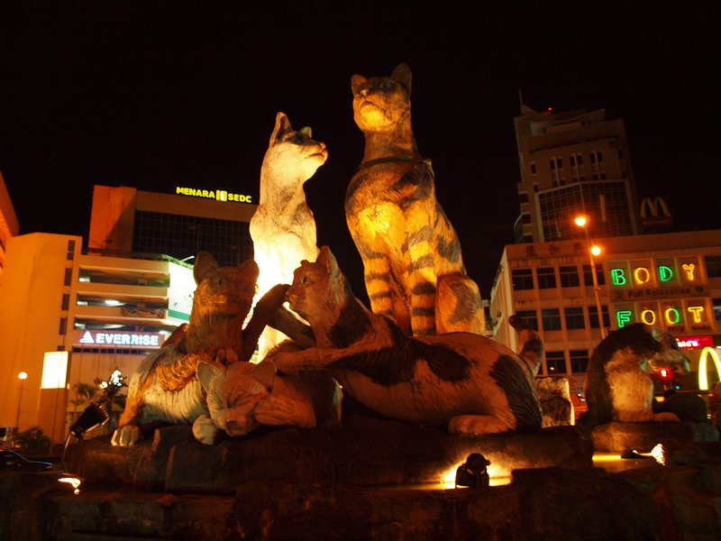 54-Cats statue by night