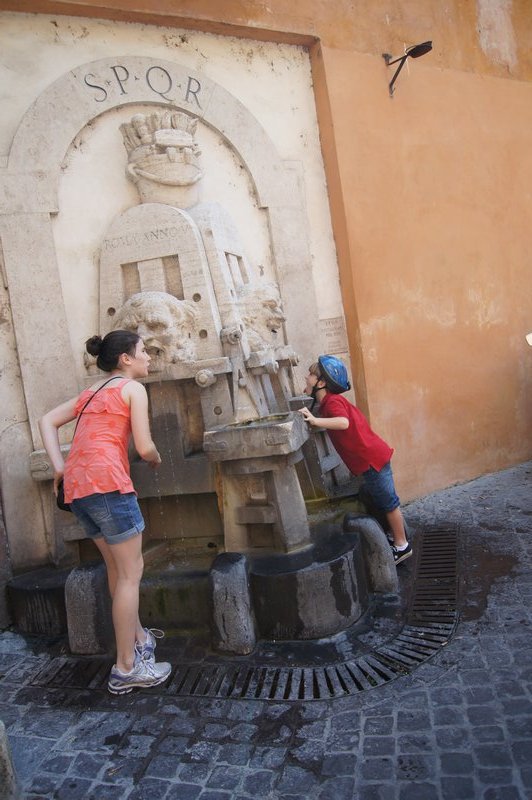 Water fight at the fountain