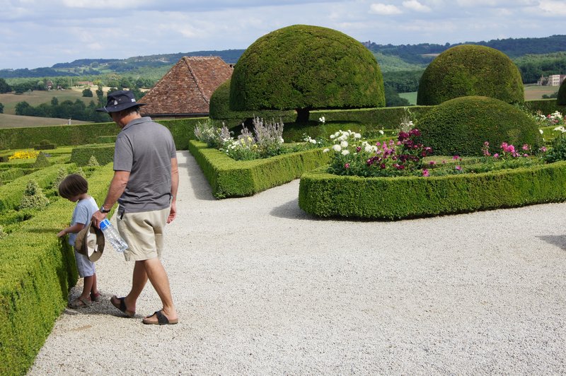 Steve and Beckett, French garden