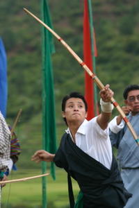 Bhutanese archer lets fly