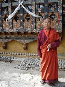 Head monk outisde his temple