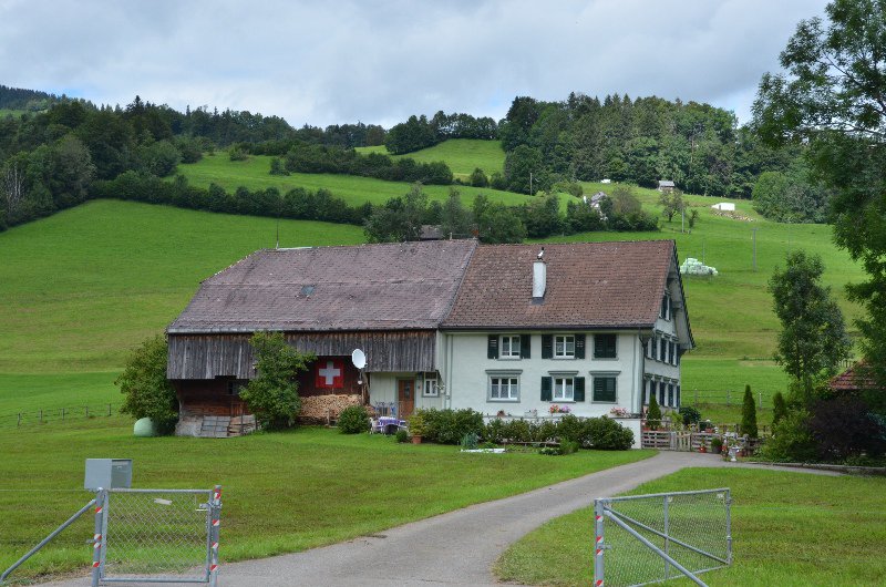 Typical farmhouse and barn connected