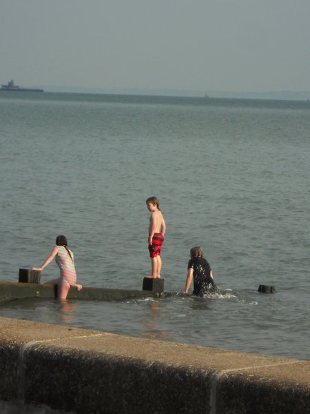 Kids playing in the Sea