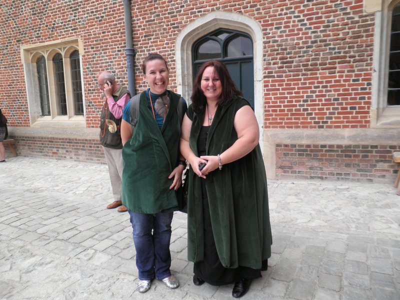 My mum and Aunty wearing the clokes provided by Hampton COurt