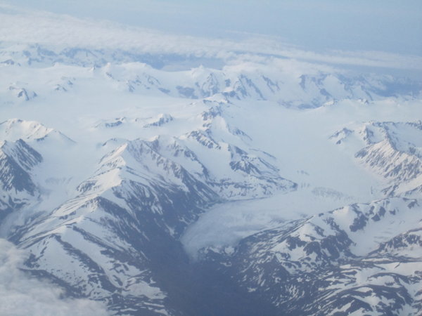 First glimpse of Alaska from the plane