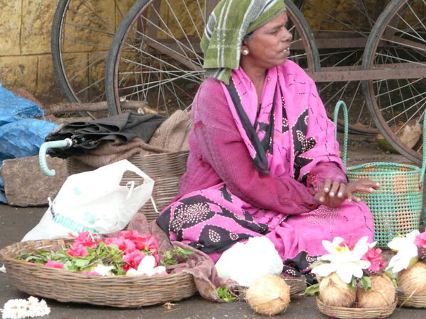 Flower sellers outside the temple...