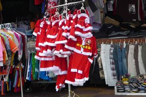 Santa suits for sale....in a Buddhist country