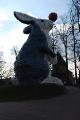 Creepy giant bunny statue 
